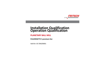 IQ/OQ documentation (questionnaire format - implementation by customer) IQ/OQ documentation (questionnaire format - implementation by customer)