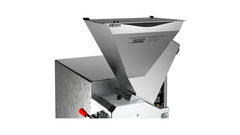 Funnel for bulk solids with sample pusher Funnel for bulk solids with sample pusher