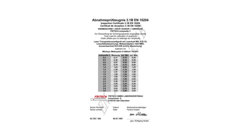 Inspection certificate 3.1 EN 10204 for FRITSCH test sieves according to ISO 3310-1 Inspection certificate 3.1 EN 10204 for FRITSCH test sieves according to ISO 3310-1